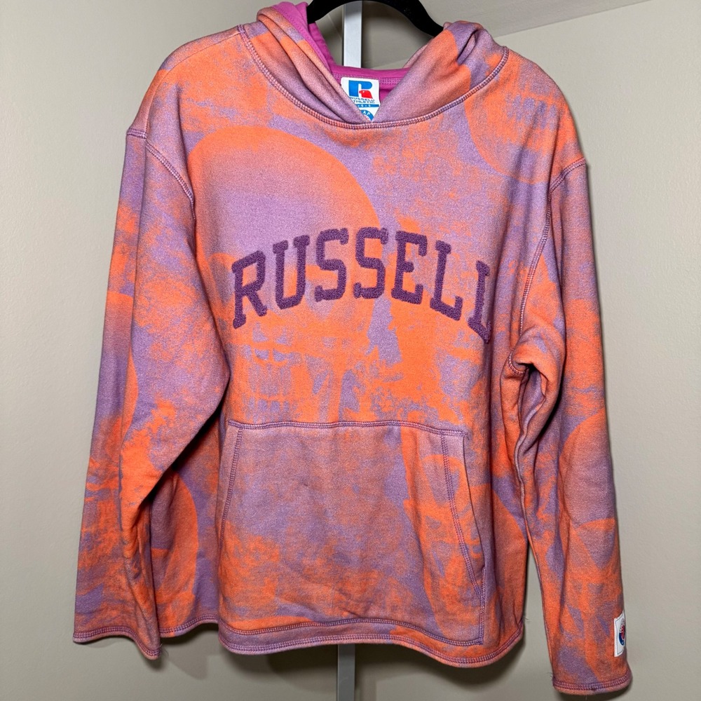 A$AP Worldwide x Russell Athletic Skull Hoodie purple orange chenille logo Small